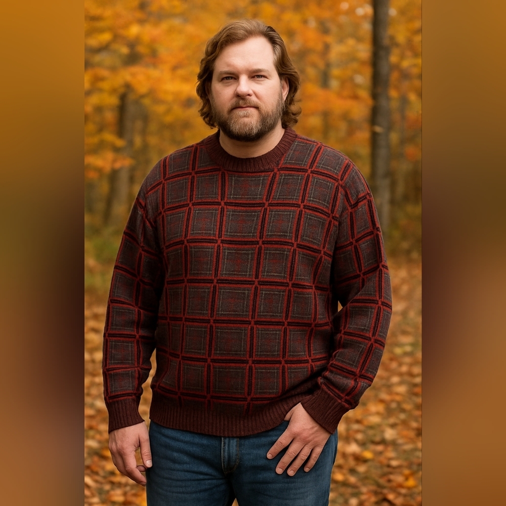 Norm Thompson Vintage Men's Mernio Wool Blend Geometric Pattern XL Sweater NEW